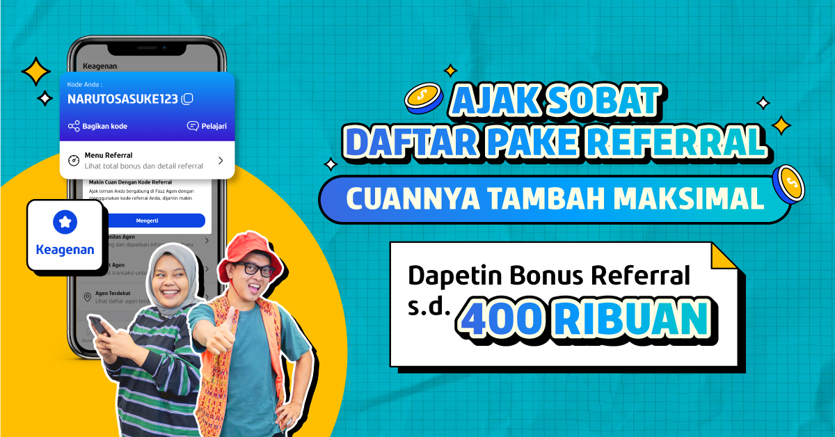 Ajak Sobat Daftar Fazz Agen Pakai Kode Referral, Cuannya Tambah Maksimal