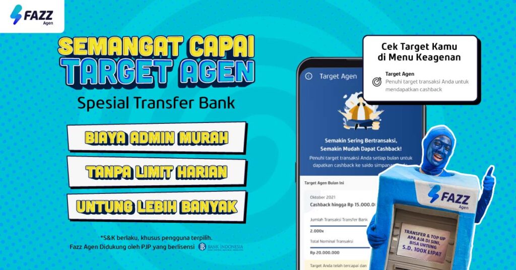 Yuk semangat capai target agen dengan perbanyak transaksi transfer uang ke bank ternama di Indonesia pakai Fitur Transfer Bank di Fazz Agen!