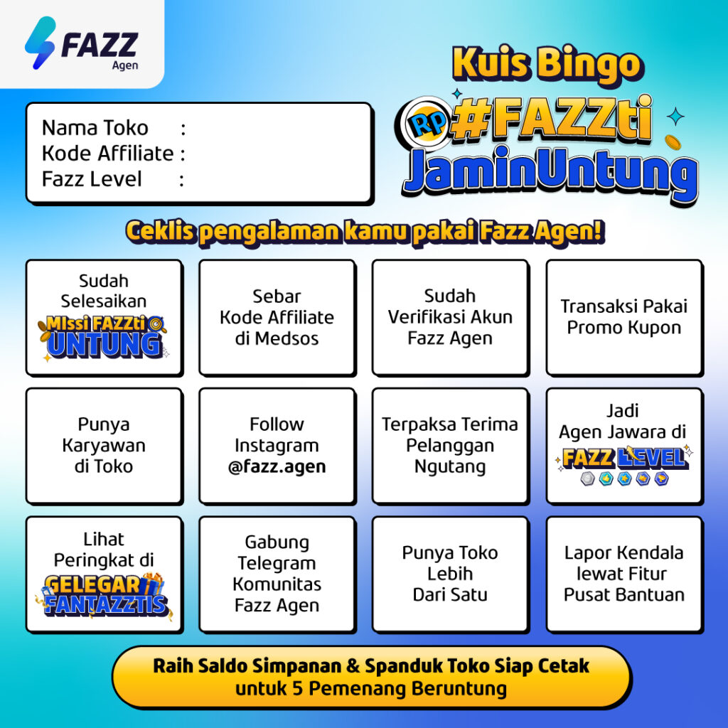 Ikutan Kuis #FAZZtiJaminUntung Fazz Agen, Raih Beragam Hadiah Menarik!