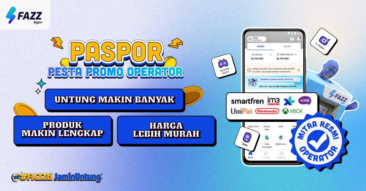 Fazz Agen - Pesta Promo Operator (PASPOR) PPOB Data, E-Wallet, Voucher Game