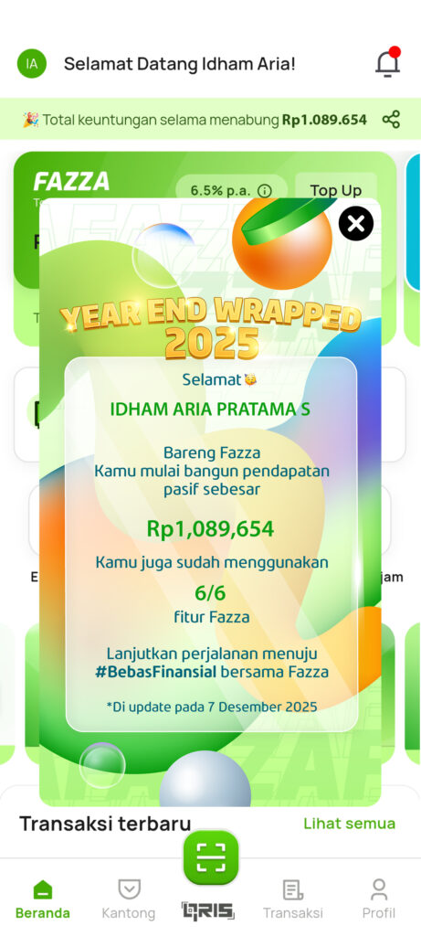 Tampilan Year-End Wrapped kamu di aplikasi FAZZA