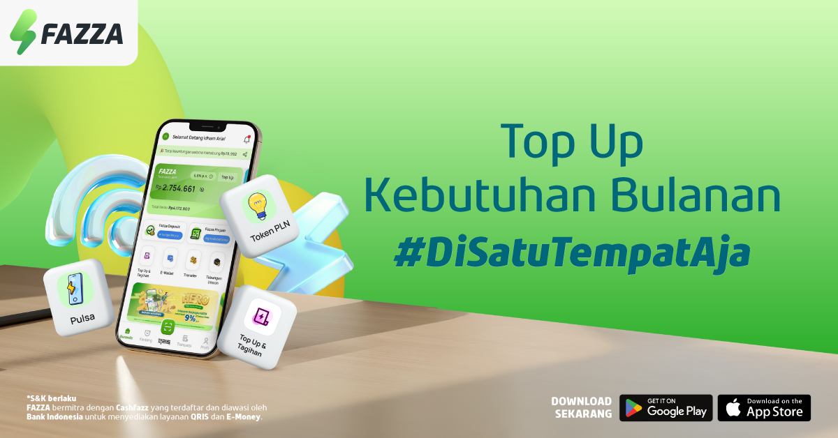 Top Up Pulsa dan Token Listrik PLN di FAZZA Aja