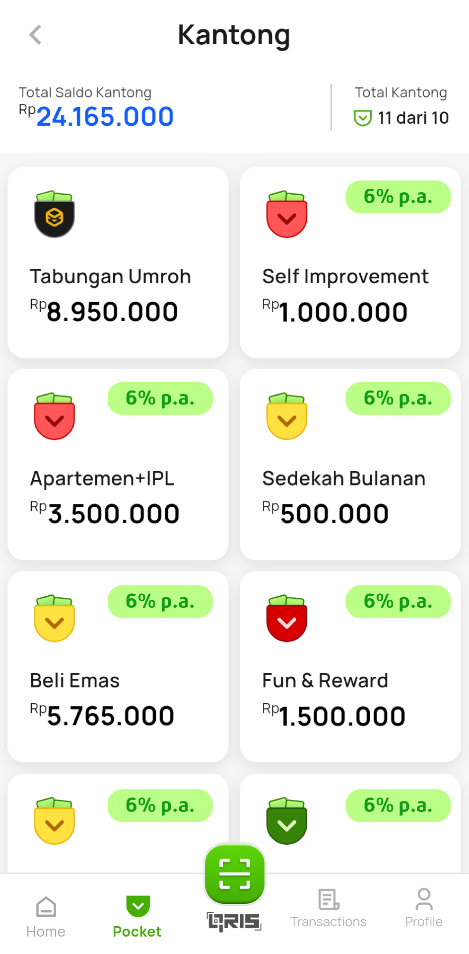 FAZZA - UI Kantong Pocket Imbal Hasil Flexi Cuan 6% pa