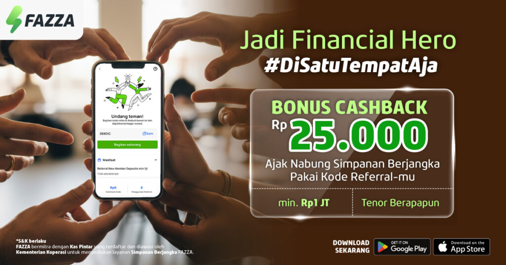 Promo FAZZA Referral Bonus Cashback 25RB Ajak Teman Nabung di FAZZA